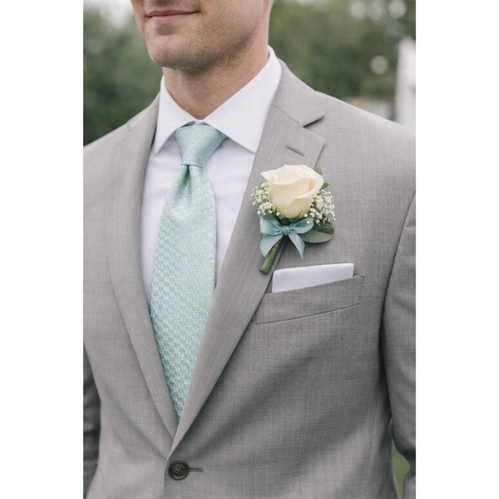 Haggar Mens‎ 2 Piece Tie Set Mint Seafoam Green Geometric Floral Floral Jacquard